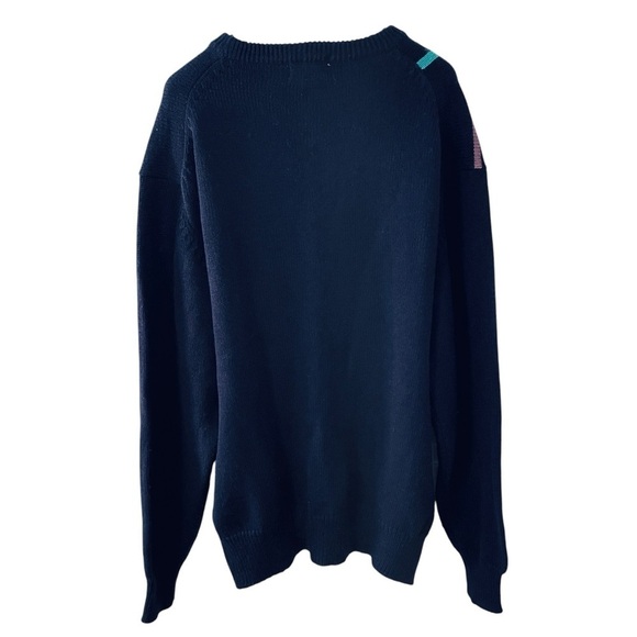 IZOD Club vintage men’s sweater size XL geometric pattern navy blue - Picture 2 of 6